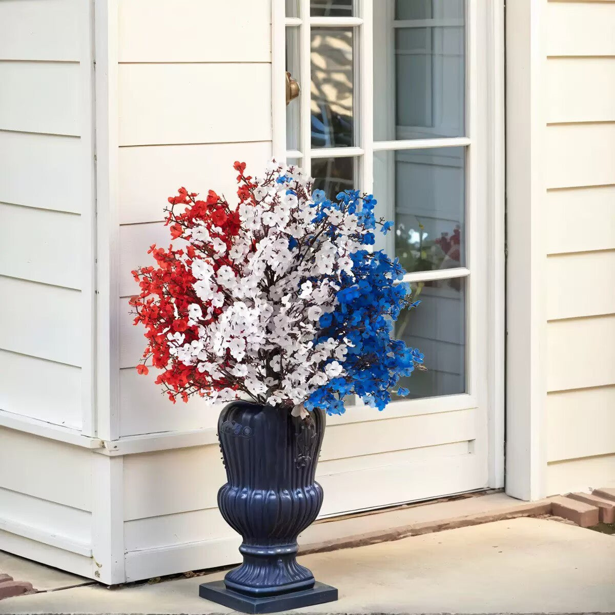 Free Shipping 17" Independence Day Wreaths & 22" Ground Stake Flowers - Baby's Breath & Violet