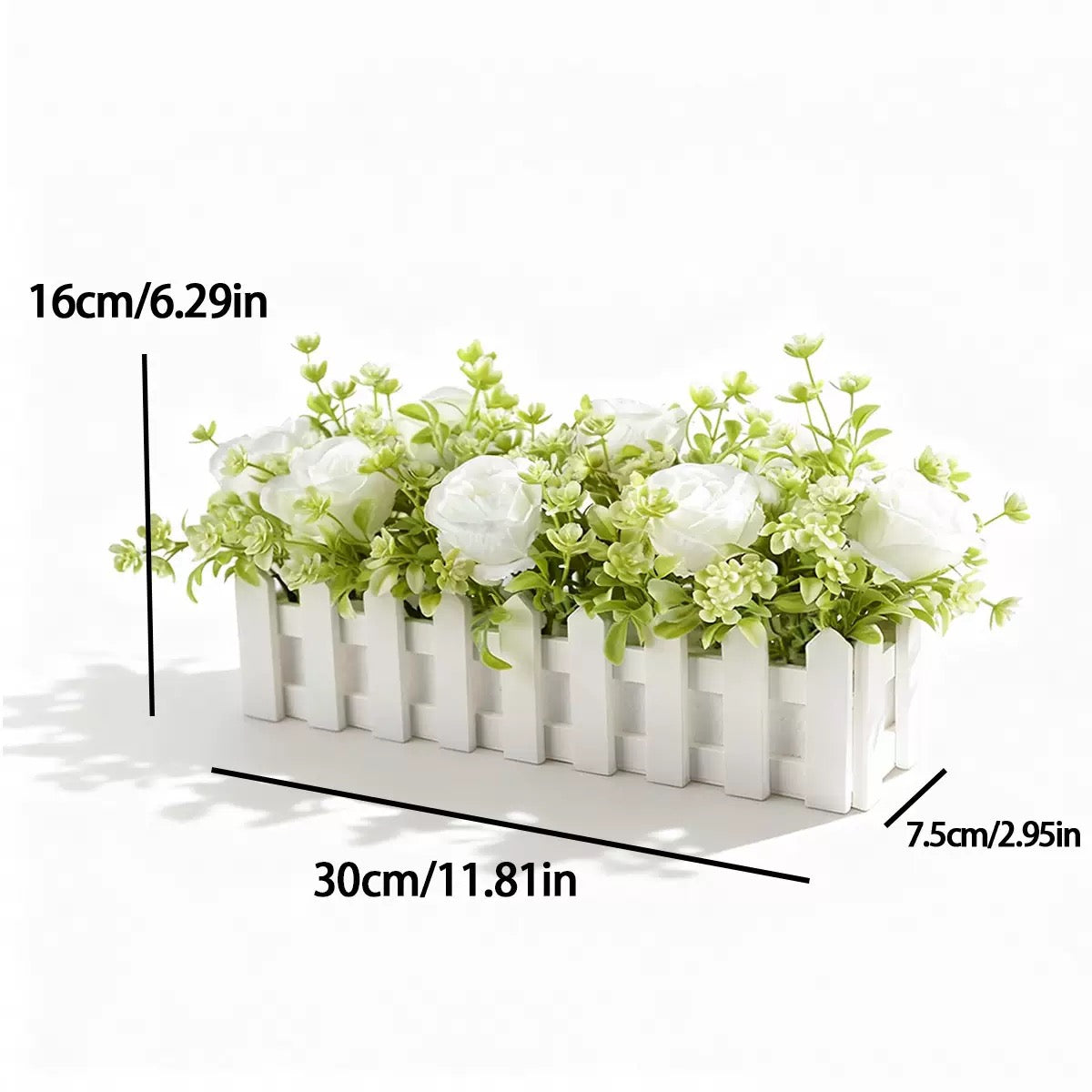 Free Shipping Artificial Flowers Plants With Wooden Fence Home and Shop Party Decor