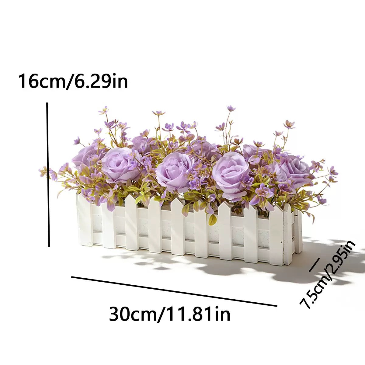 Free Shipping Artificial Flowers Plants With Wooden Fence Home and Shop Party Decor