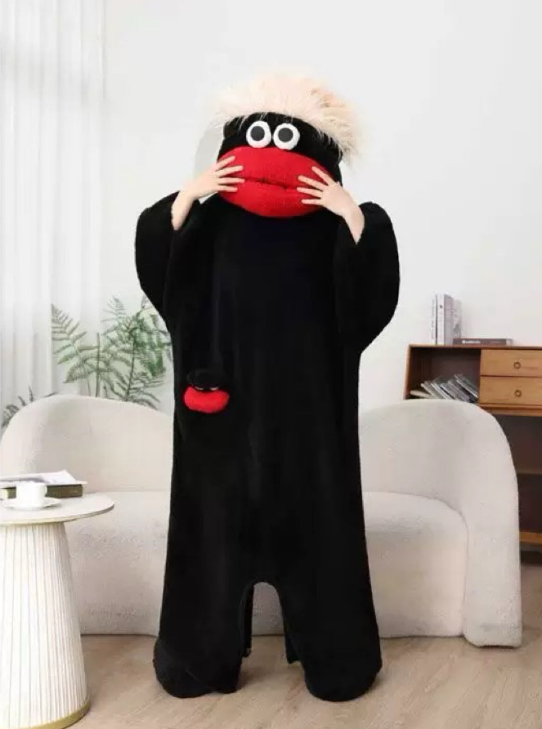 Punk Rock Vibe All Cover Crazy Style Frohawk Plush Onesie Pajamas Party with Comb