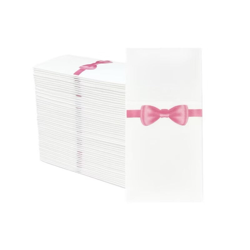 Cloth like Printed Paper Dinner Napkins with Pocket 100 Pack 16.5 x 16.5 inch