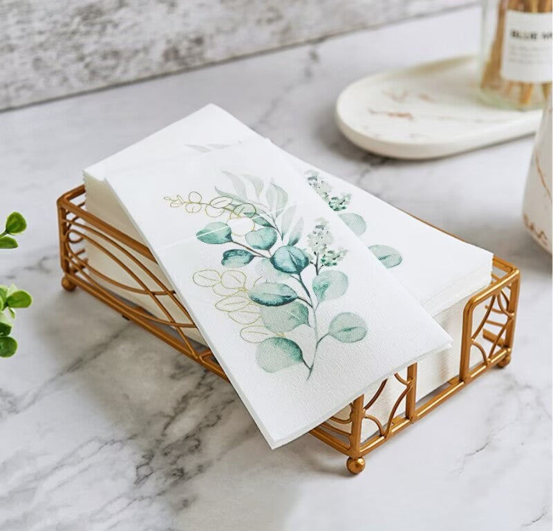 Cloth like Printed Paper Dinner Napkins with Pocket 100 Pack 16.5 x 16.5 inch