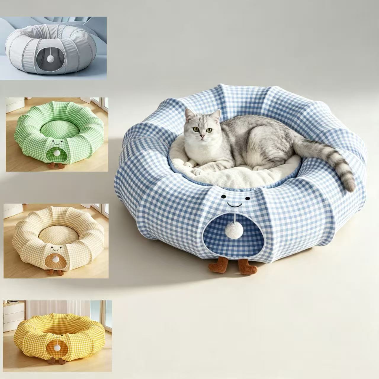 Free Shipping Summer Cooling Dia 82cm Big Cat Tunnel Bed, Multi‑Color Play Cave for Cats