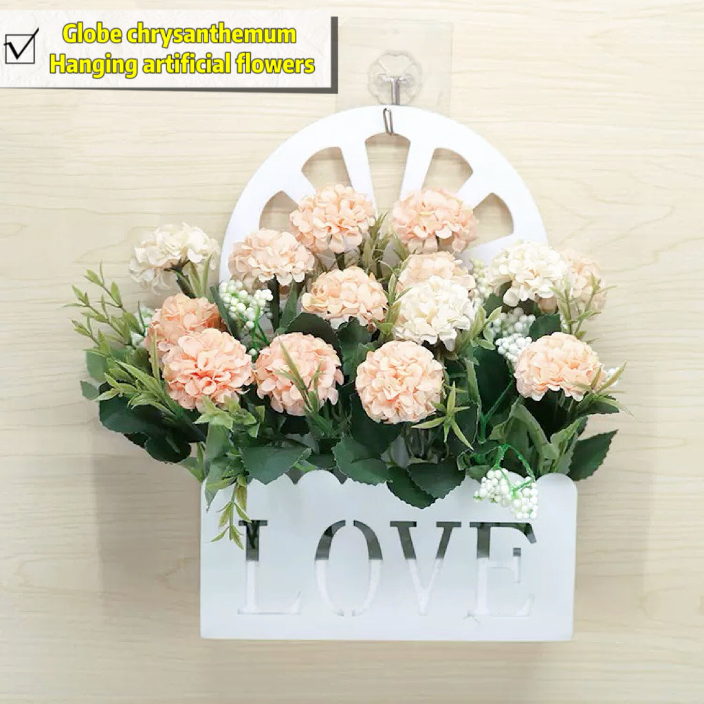 Free Shipping Home Decor Artificial Flowers Hanging Love Box Wall Decor No Drilling Hook