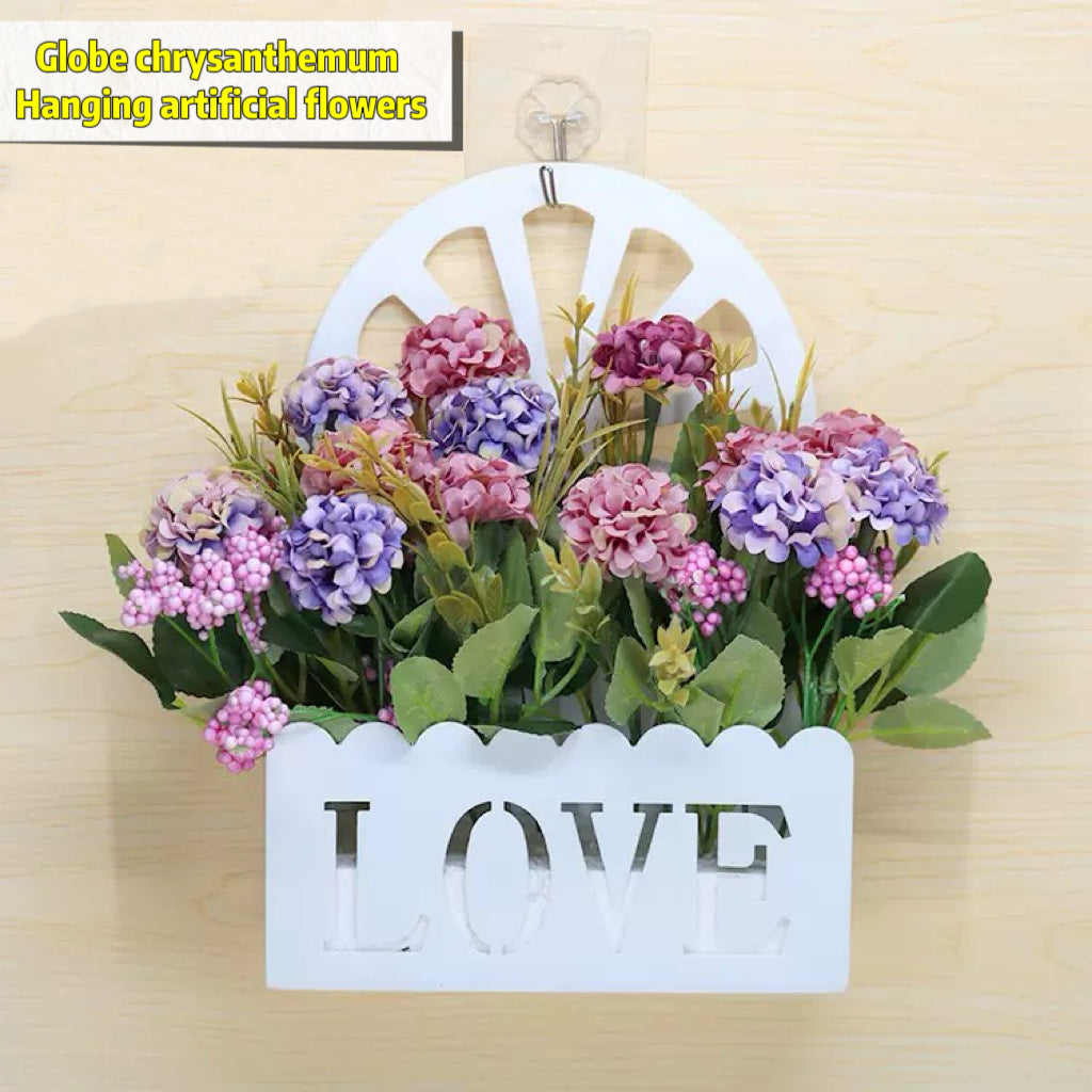 Free Shipping Home Decor Artificial Flowers Hanging Love Box Wall Decor No Drilling Hook