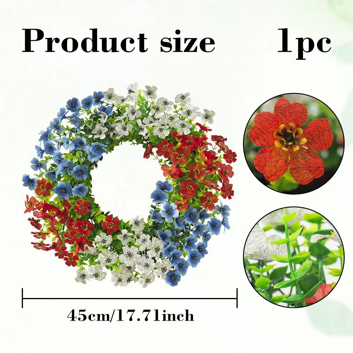 Free Shipping 17" Independence Day Wreaths & 22" Ground Stake Flowers - Baby's Breath & Violet