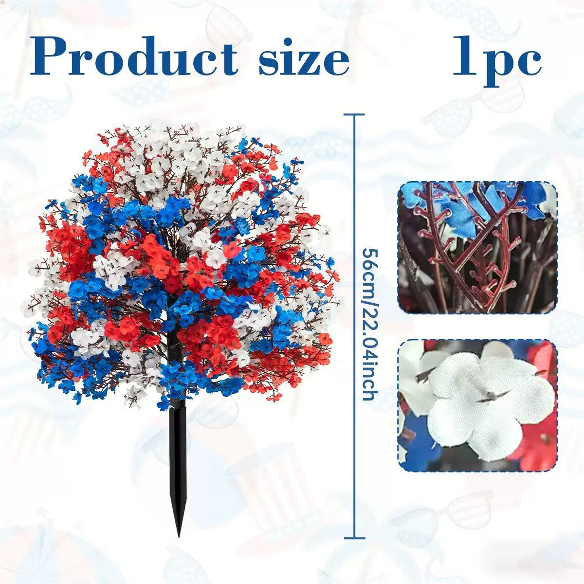 Free Shipping 17" Independence Day Wreaths & 22" Ground Stake Flowers - Baby's Breath & Violet