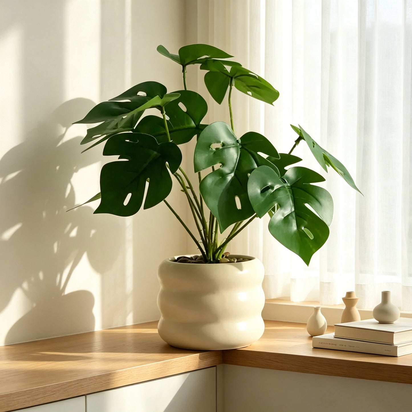 Free Shipping Green Plants  Monstera & Mini Pine Potted Plants Home Decor Artificial Flowers