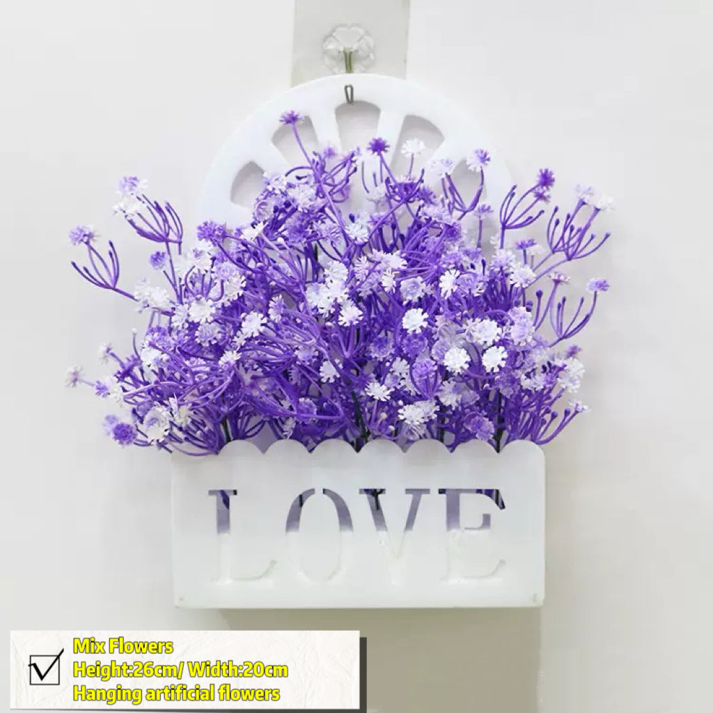 Free Shipping Home Decor Artificial Flowers Hanging Love Box Wall Decor No Drilling Hook