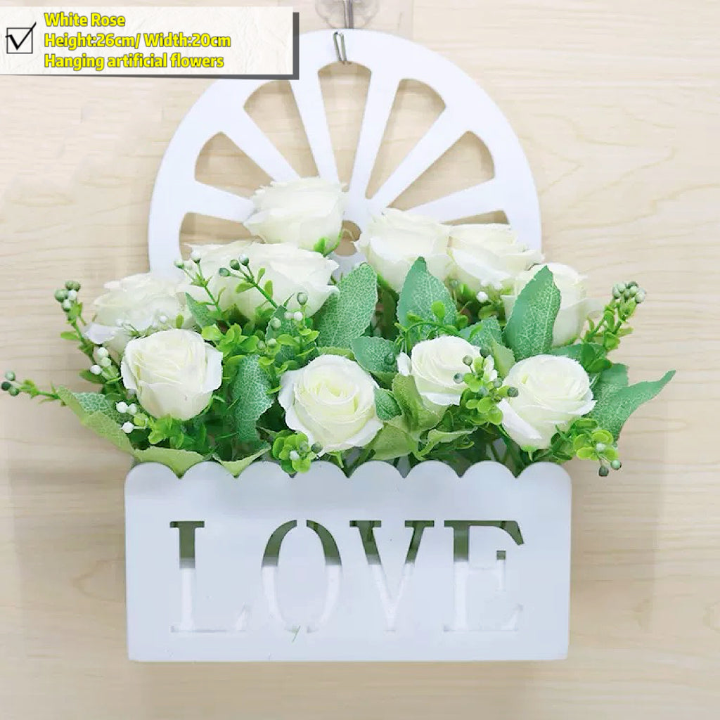 Free Shipping Home Decor Artificial Flowers Hanging Love Box Wall Decor No Drilling Hook