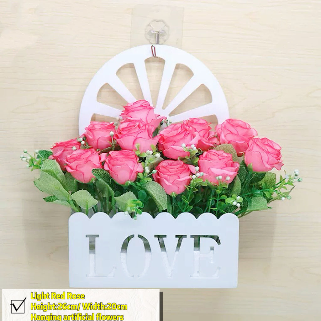 Free Shipping Home Decor Artificial Flowers Hanging Love Box Wall Decor No Drilling Hook