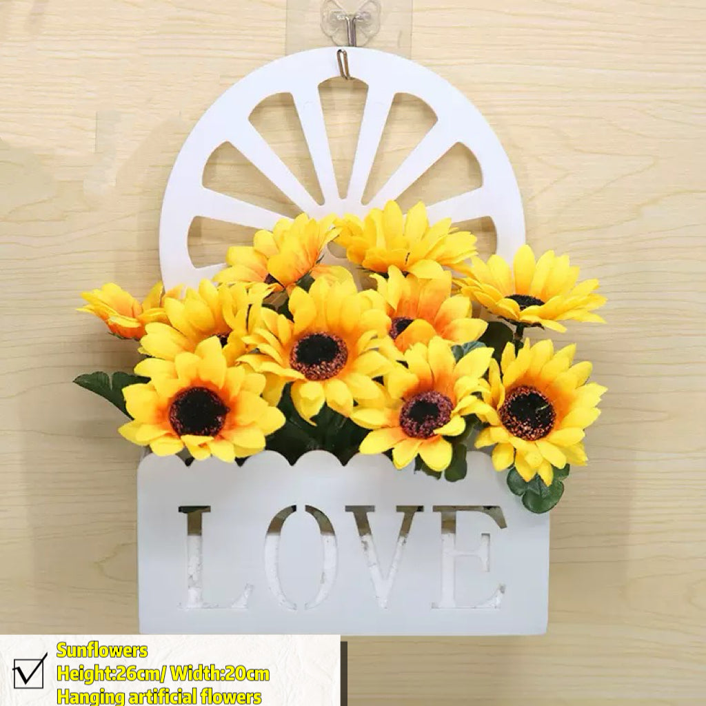 Free Shipping Home Decor Artificial Flowers Hanging Love Box Wall Decor No Drilling Hook